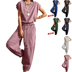 UANEO Women's Casual Sleeveless One Count Comfort Jumpsuits Loose Open Back Workout Onesie Summer Outfits With Pockets Womenswear Overalls