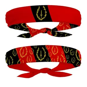 Black Heritage Flag Headband - Carnival, Fitness, Mens Womens Tieback Bandana Sweatband, Thigh Leg Garter