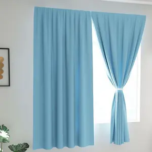 1pc Magic Hook Fabric Window Curtains, 100% Blackout Room Decor Curtain for Bedroom, Easy No-Drill Installation, Light Blocking Design for Living Room & Kitchen