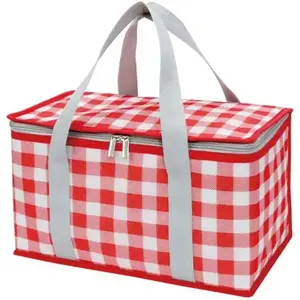 Insulated Bag Picnic Basket Bags Beach Bag Foldable Cooler Bag Reusable with Zippered top-for Warm or Cold Picnic Accessories, Outdoor(13.8x7.9x7.9 in)(Sheet)