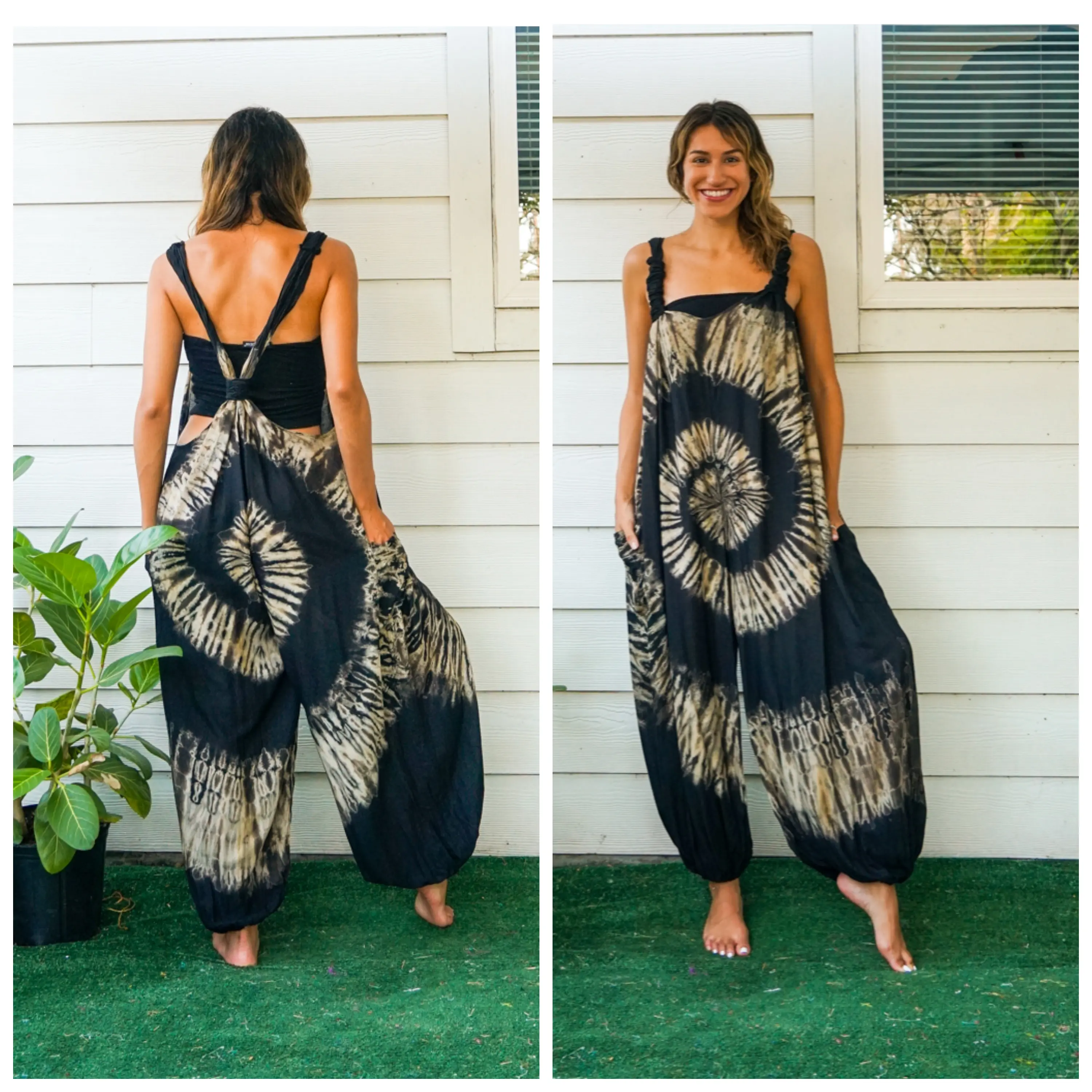 Tie Dye Hippie Dungarees Overalls Jumpsuits Rompers Pants