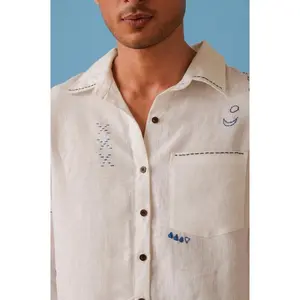 Mens Linen Embroidered Atticus Shirt