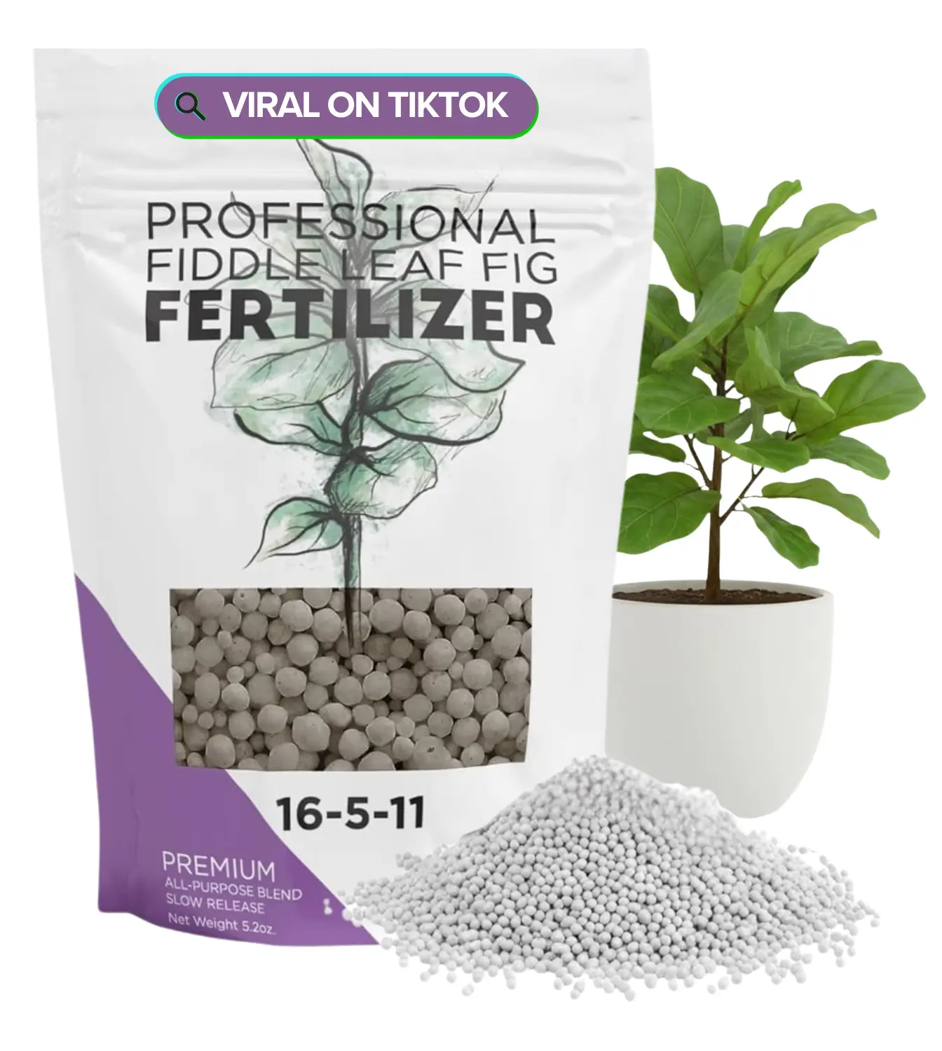 Fiddle Leaf Fig and House Plant Fertilizer Pellets | 16-5-11 Slow Release