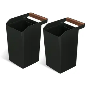 Home Zone Living 2-Pack 2 Gallon Small Square Trash Cans with Open Top and Handle