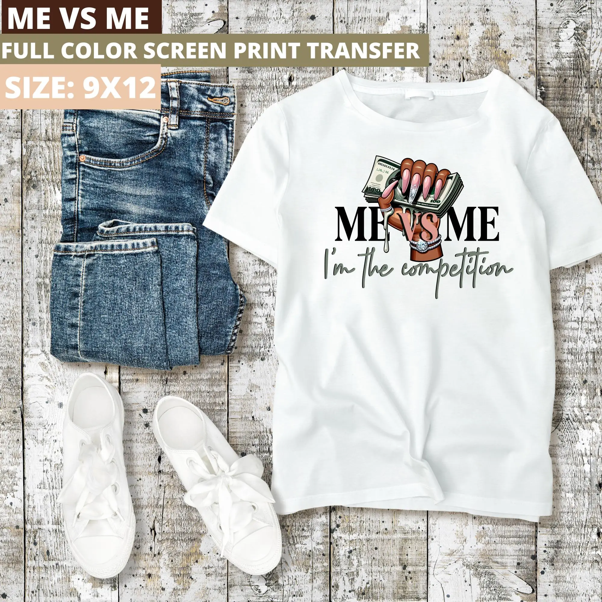 Me Vs Me Screen Print Transfer