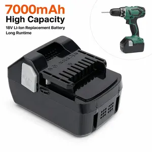 2pack 7000mAh High Capacity Replacement Battery for Hitachi BSL1830 RLL1810 18V Cordless Tools, Li-Ion Rechargeable Battery Pack, Long Runtime