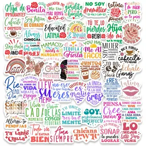 Latin Girls Power 50 Spanish/english Inspirational Quotes Self Adhesive Stickers, Motivational DIY Decals for Water Bottles & Computers