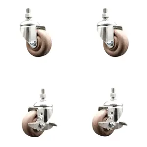 Service Caster SCC-SS316TS20S3514-GFNSHT-M1215-2-TLB-2 High Temperature Glass Filled Nylon Swivel Stem Caster with 3.5 in. Caster Wheel - 316 Stainless Steel Caster - Set of 4