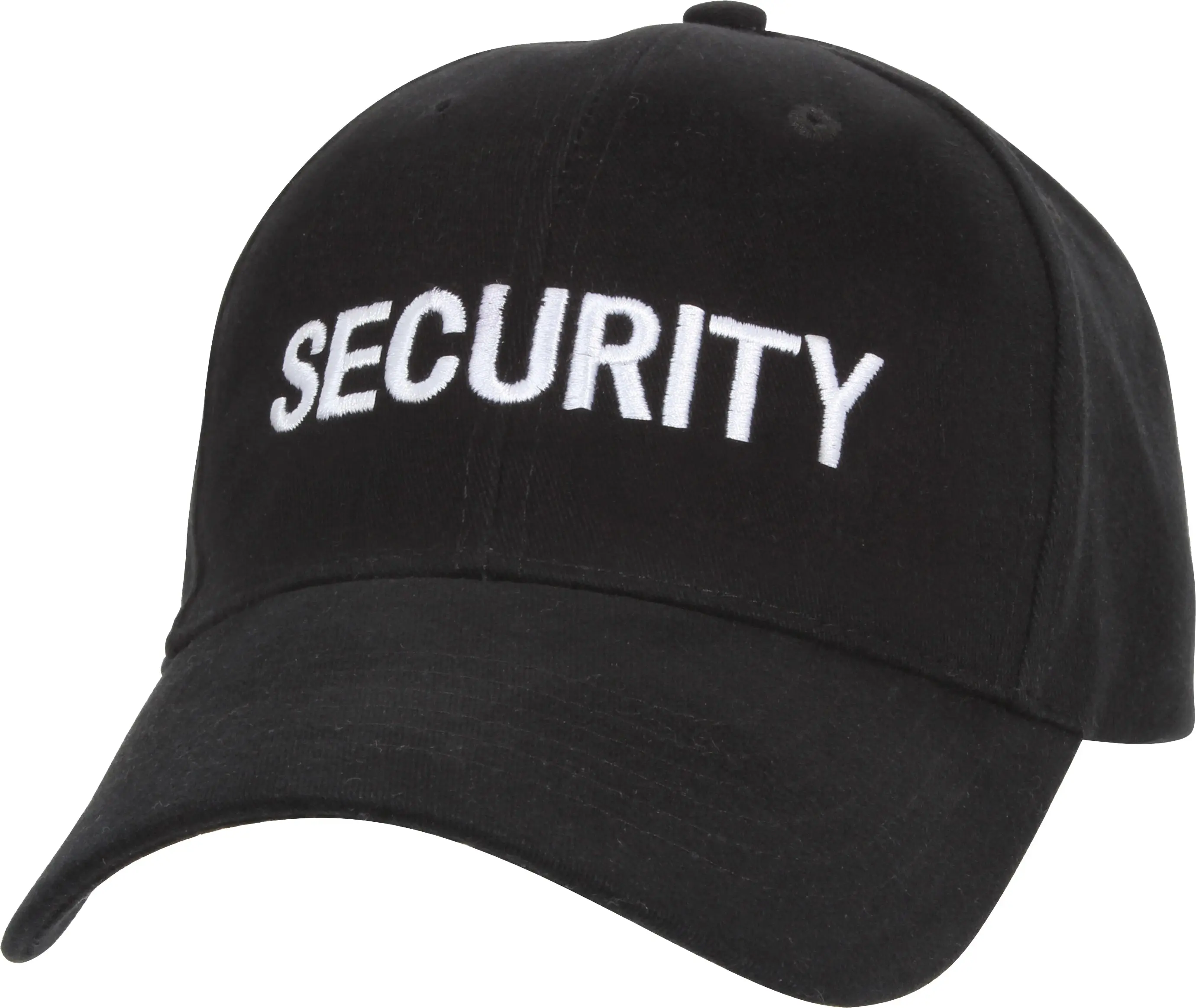 Black Adjustable Brushed Cotton Security Baseball Cap for Adults - Law Enforcement Hat, Padded Sweatband, Security Printed on Front Panel, Embroidered Logo, Buckle Strap, Flexible, Casual Tactical Hat, Baseball Motif, Brushed Cotton Twill