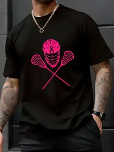 Unisex 100% Cotton Lacrosse Stick Breast Cancer Awareness Cool Pink Ribbon Lax T-Shirt – Limited Edition, Fun Gift Idea, Men Women Kids Tee