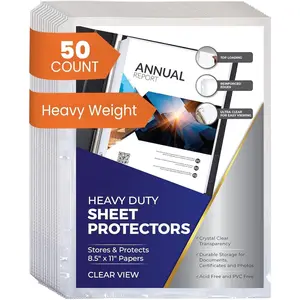 Heavy Duty Sheet Protectors for 3 Ring Binder, 50 Count Clear Page Protectors, Top Loading Plastic Sleeves 8.5 x 11 inch (Heavy Duty, 50)