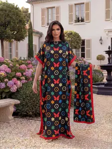 Women's Elegant Butterfly Print Shawl, Fitted Scarf for All Seasons, Sun Protection Silk Ribbon, Beach & Sand Coverage, Everyday Wear