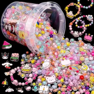 Handmade Beading DIY Kits - Colorful Loose Beads for Girls' Bracelets, Necklaces, Cute Children's Jewelry Accessories & Trinkets, Bead Beading Kits