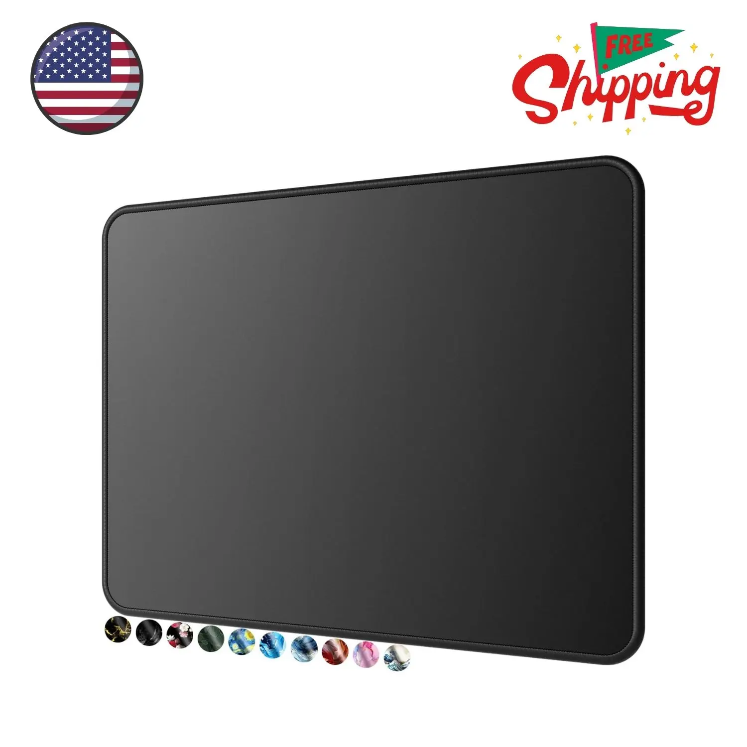 Mouse Pad [30% Larger] with Anti-Fray Stitched Edges, 8.5 x 11 in, Black