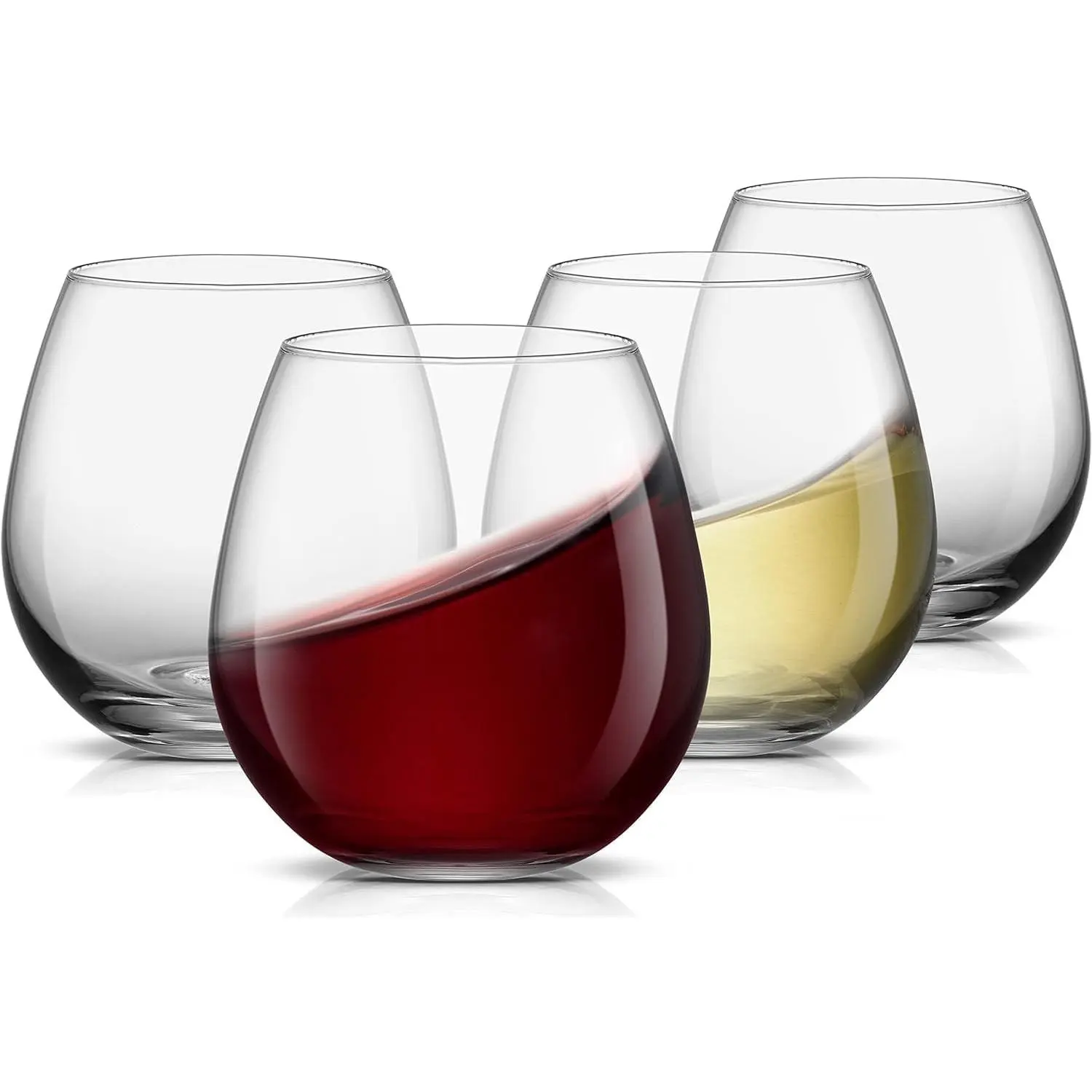 JoyJolt Spirits Stemless Wine Glasses for Red or White Wine (Set of 4)-15-Ounces Gift