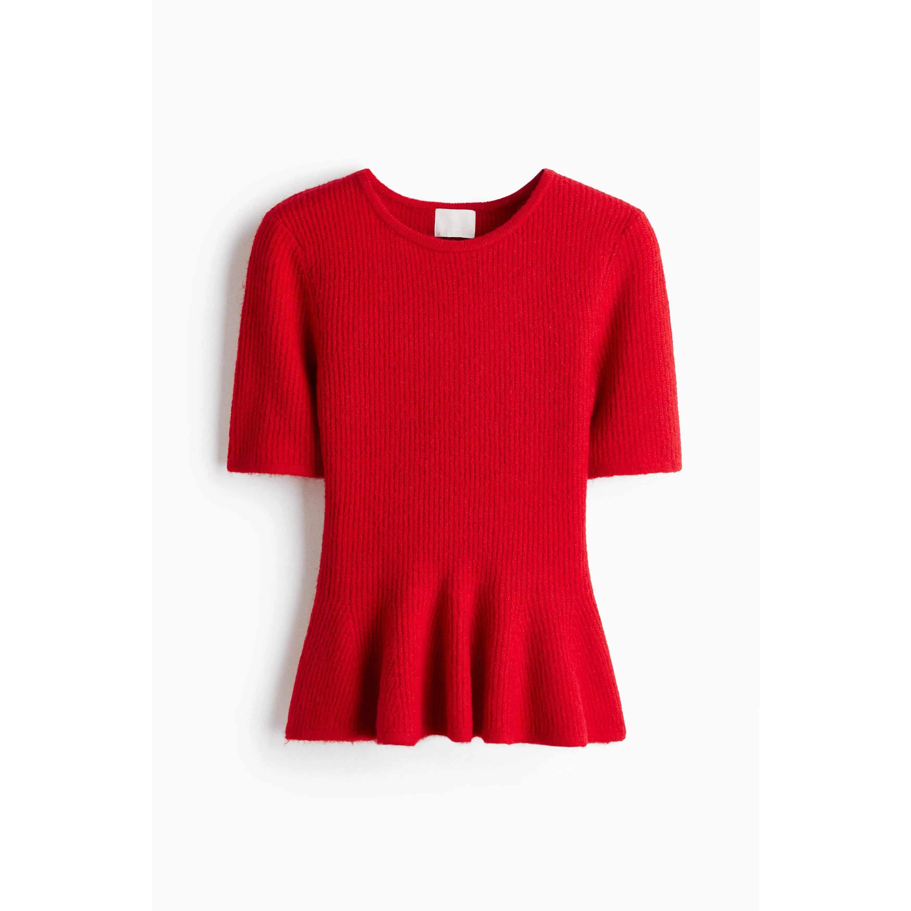 H&M Rib-knit peplum top - TikTok Shop