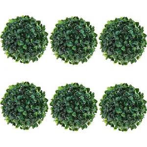 6 Pack 4.7 Inch Small Artificial Boxwood Topiary Balls Fake Faux Green Plant Decor Balls for Home Table Garden Wedding