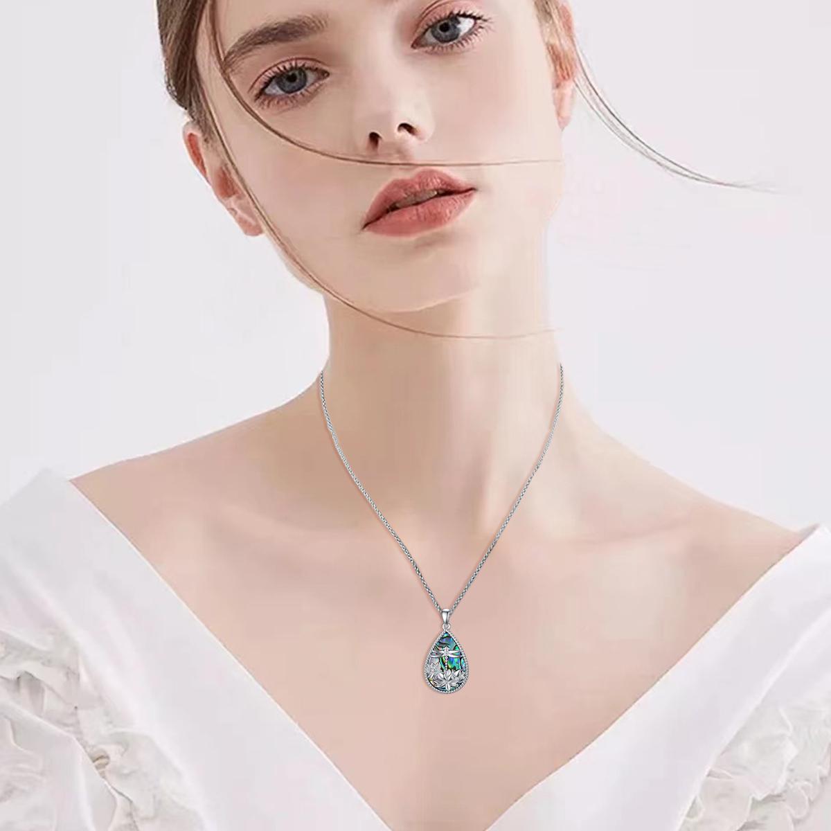 MEIDERBO S925 Sterling Silver Dragonfly  Lotus Flower Necklace  Jewelry Gifts for Women Mother Sister Friends