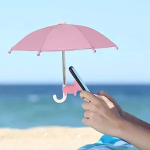 Mini Umbrella for Smartphones, Portable Umbrella With Stand, Universal Pig Suction Cup Stand, Outdoor Sunshade, Polyester Fiber, Rainproof, UV Protection, Anti-Reflection Screen Protector