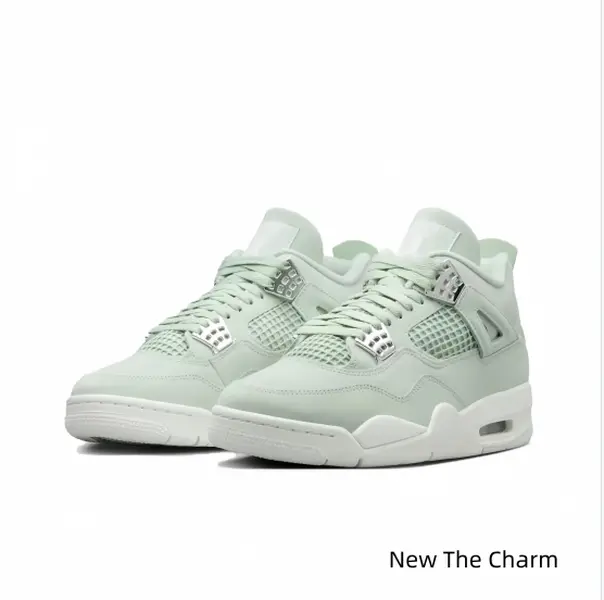 Unisex Fresh Retro Mint Green Mid Top Basketball Sneakers, Premium Smooth Leather & Breathable Mesh Upper, White Flat Quick Lock Laces, Silver Metal Lace Hardware, Visible Air Cushion Midsole, All-Day Street & Fashion Casual Shoes