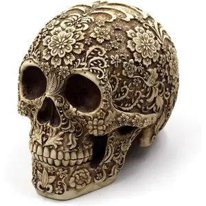 Halloween Skull Decoration - Realistic 8.2" Life Size Skeleton Head Prop for Indoor & Outdoor, Durable Plastic Skull Statue for Haunted House, Party, Gift