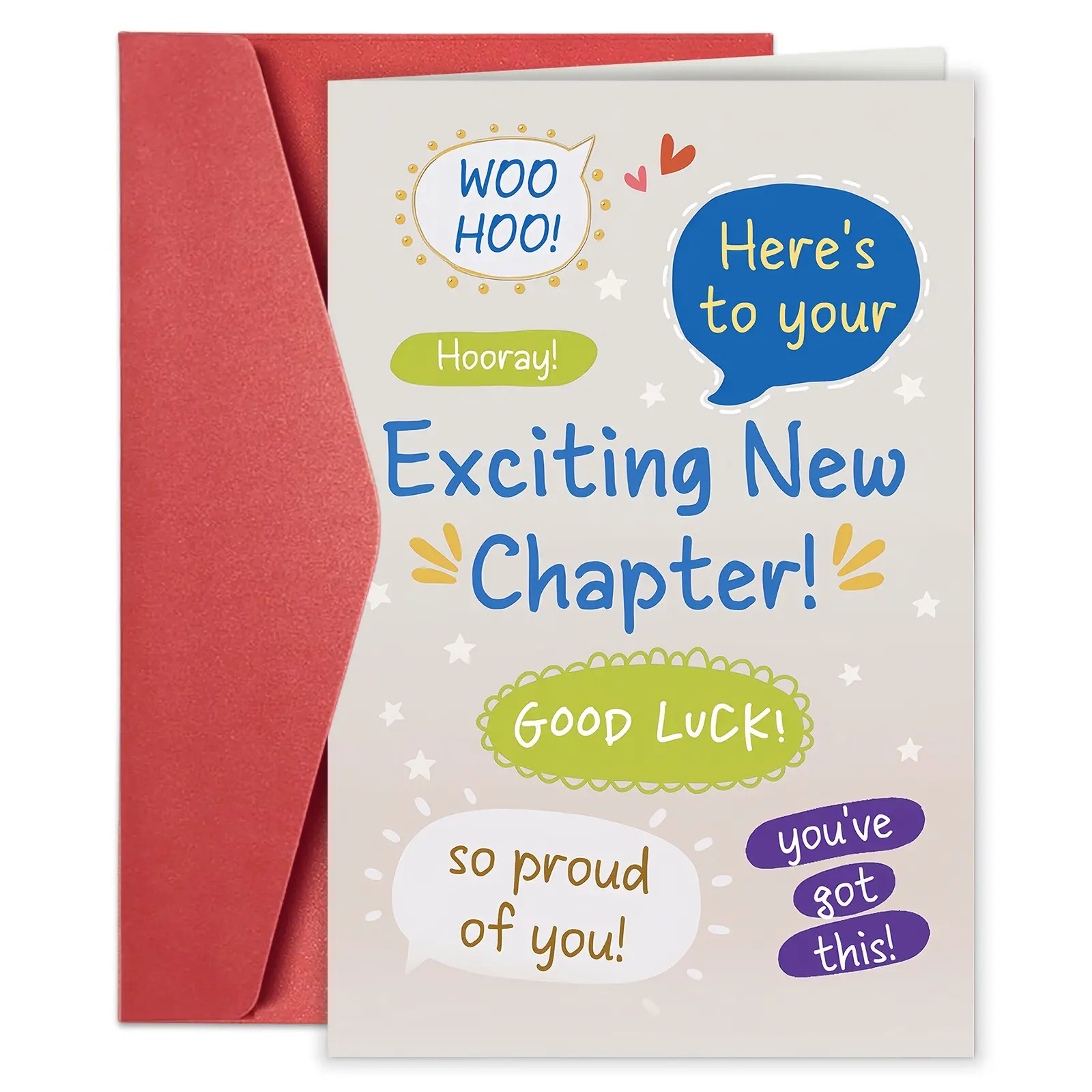 1PC Funny New Chapter Card, Good Luck Encouragement Cards, Positive Message Card for Him Her Friends, Retirement & New Beginnings Gift, Congratulations Card