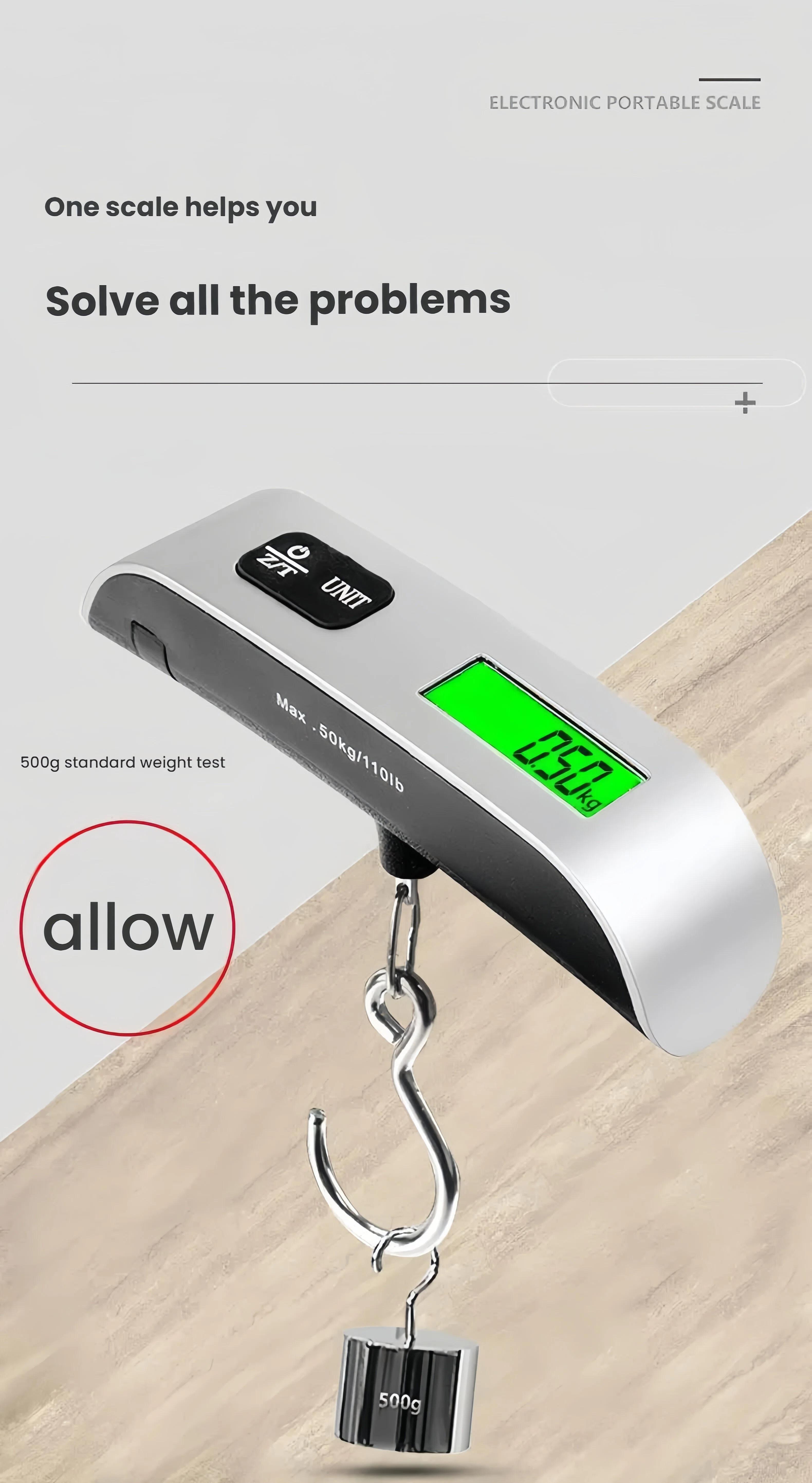 Portable Digital Luggage Scale, Pet Scale for Accurate Weighing, 110lbs Hanging Baggage Scale with Backlit LCD Display, Portable Suitcase Weighing Scale, Travel Luggage Weight Scale with Hook, Strong Straps for Travelers