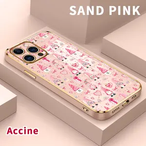 Electroplated TPU Phone Case for iPhone 15 Pro Max 16 14 Plus 13 12 11 X XS Max XR Gnomes' Love Pattern Pattern Classic Straight Design Scratch Resistant Softcase