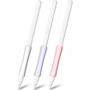 3 Pack Grip for Apple Pencil Compatible with Apple Pencil 1st and 2nd Generation and USB-C & Pro,Ergonomic Stylus Grip Silicone Sleeve Accessories (White, Pink, Purple)