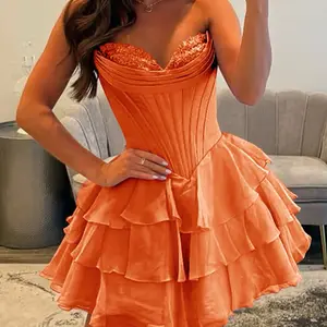 Amelia Beauty Store - Elegant Orange Mini Dress for Women