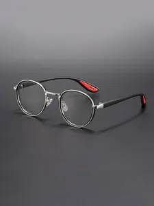 Elegant Gold Rimmed Round Flat Mirror, Tr Material Frame, Anti-Blue Light, Unisex Casual Style, Perfect for Cycling, Music Festivals, Beaches