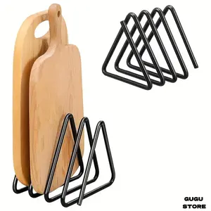 Heavy-Duty Metal Cutting Board Holder - Triangular Cutting Board Stand with Space-Saving Cabinet/Countertop Rack, Pan Rack - Sturdy Kitchen Organizer, No Screws/Easy Installation, Kitchen Storage Container, Countertop Organizer, Kitchen Shelf