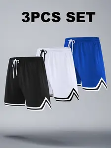 Men’s 3-Pack Summer Casual Sports Basketball Shorts, Ice Silk Quick Dry, Comfortable and Breathable, Suitable for Running, Fitness, and Everyday Outdoor Activities