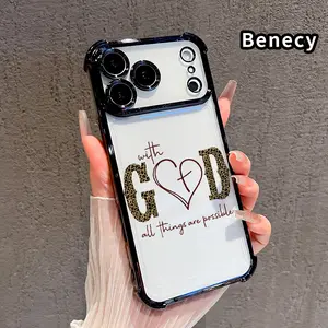 Divine Heart's Promise Pattern Phone Case Suitable for iPhone 17 Pro Max 16 15 Plus Air 14 13 12 11 E Four Corner Air Cushion Anti Drop Transparent Full Coverage Cover