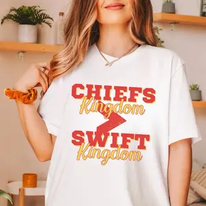 Chiefs Kingdom Bella Canvas Tee Shirt, Sports Fan Apparel, Athletic Lettering Unisex Jersey, Kansas City Football Shirt, Cute Handwriting Font Tee, Football Fan Tshirt