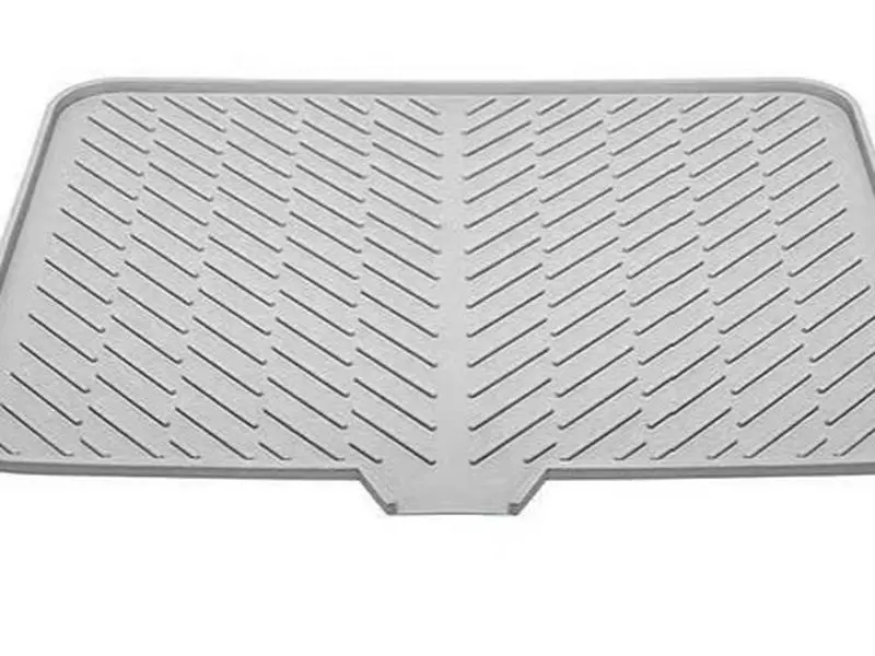 Silicone Drying Mat, 23"X17" With Built-in Drain Lip,Heat-Resistant,Eco-friendly,Hygienic Drying Pad,Leak-Proof and Non-Slip,Silicone Dish Drying Mat for Kitchen Counter or Sink（Gray 23X17）