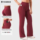 YEOREO Women's High Waist Wide Leg Leggings - No Front Seam, Silky Soft, V Back Seams, Pockets, 29"/31.5" Inseam, Flexible Women's Sports Leggings, Fitness Training Pant, Gym Exercise Activewear, Womens Fitness Summer Sportswear,outdoorfun