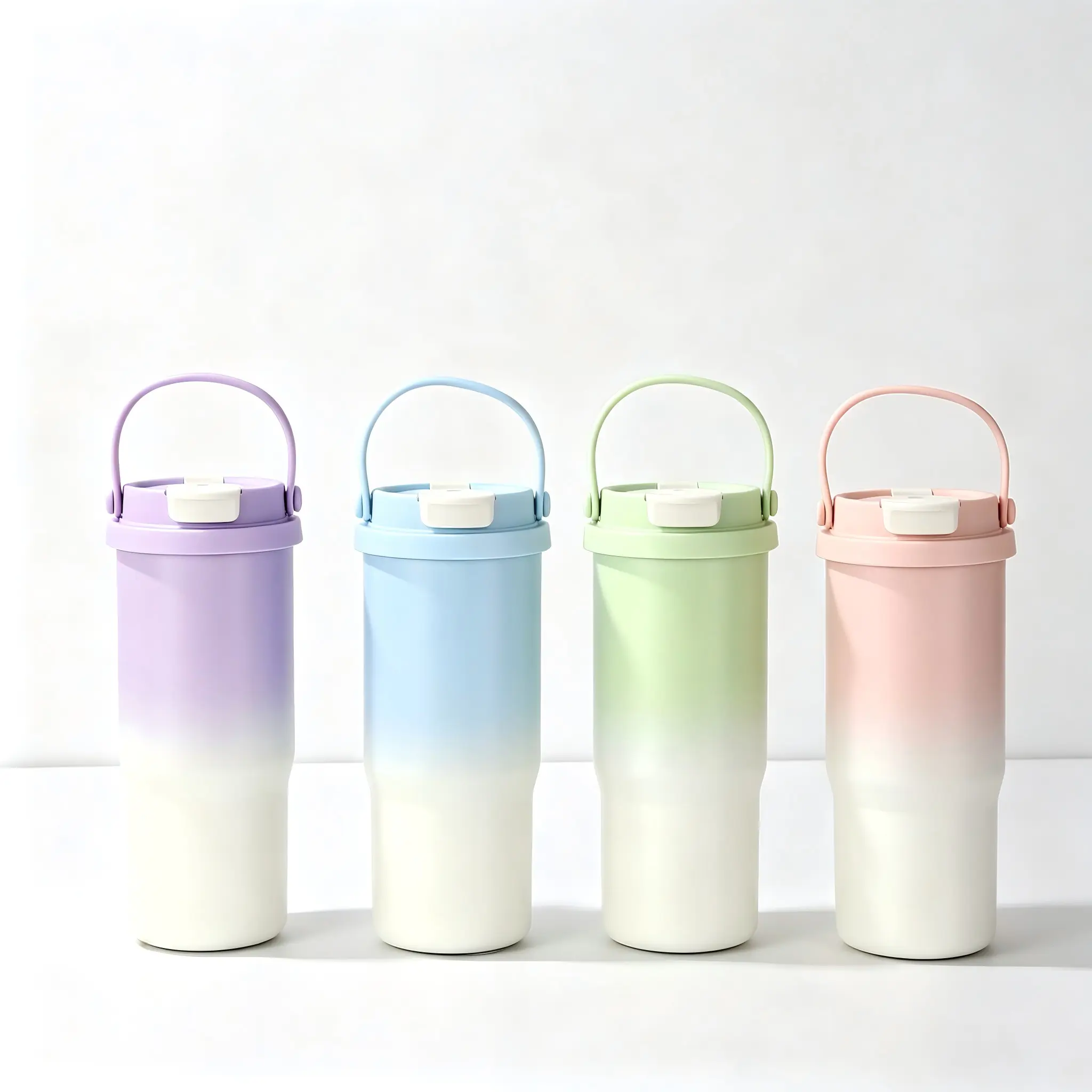 23.67oz Large Capacity Gradient Stainless Steel Insulated Water Bottle with Carry Handle, BPA-Free Travel Tumbler with Leak Proof Flip Lid, Keeps Drinks Hot & Cold, Portable Bottle for Car, Gym, Office, Work & Travel, Perfect Gift