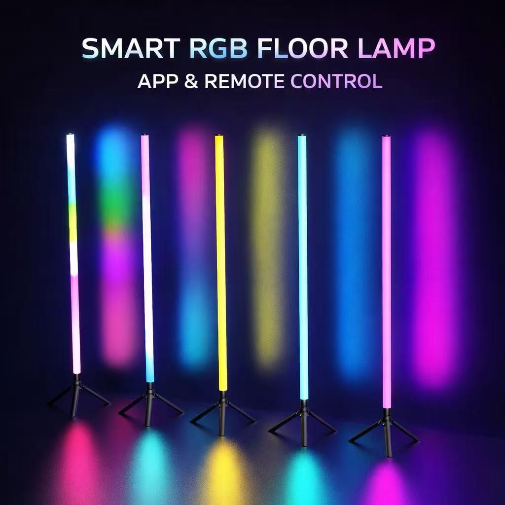 Smart RGB LED Floor Lamp 1.2M | 16M Colors | Music Sync | App & Remote Control | Gaming Room