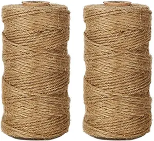 Natural Jute Twine, 656 Feet 1mm Thin Rustic Twine String for Arts & Crafts, Gift Wrapping, Gardening, Wedding, Halloween Decor, Christmas Ornaments (2PCS X 328 Feet)