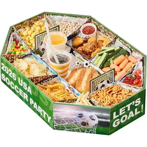 Soccer Party Supplies Snack Tray, 2026  Soccer Serving Tray with Compartments, Large Stadium Snack Organizer with -Grade Inner Trays & Corrugated Box for  Day, Tailgate, Picnic
