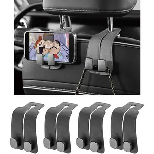 Car Seat Headrest, Set of 2, Suede PU, (Grey-4 Pack)