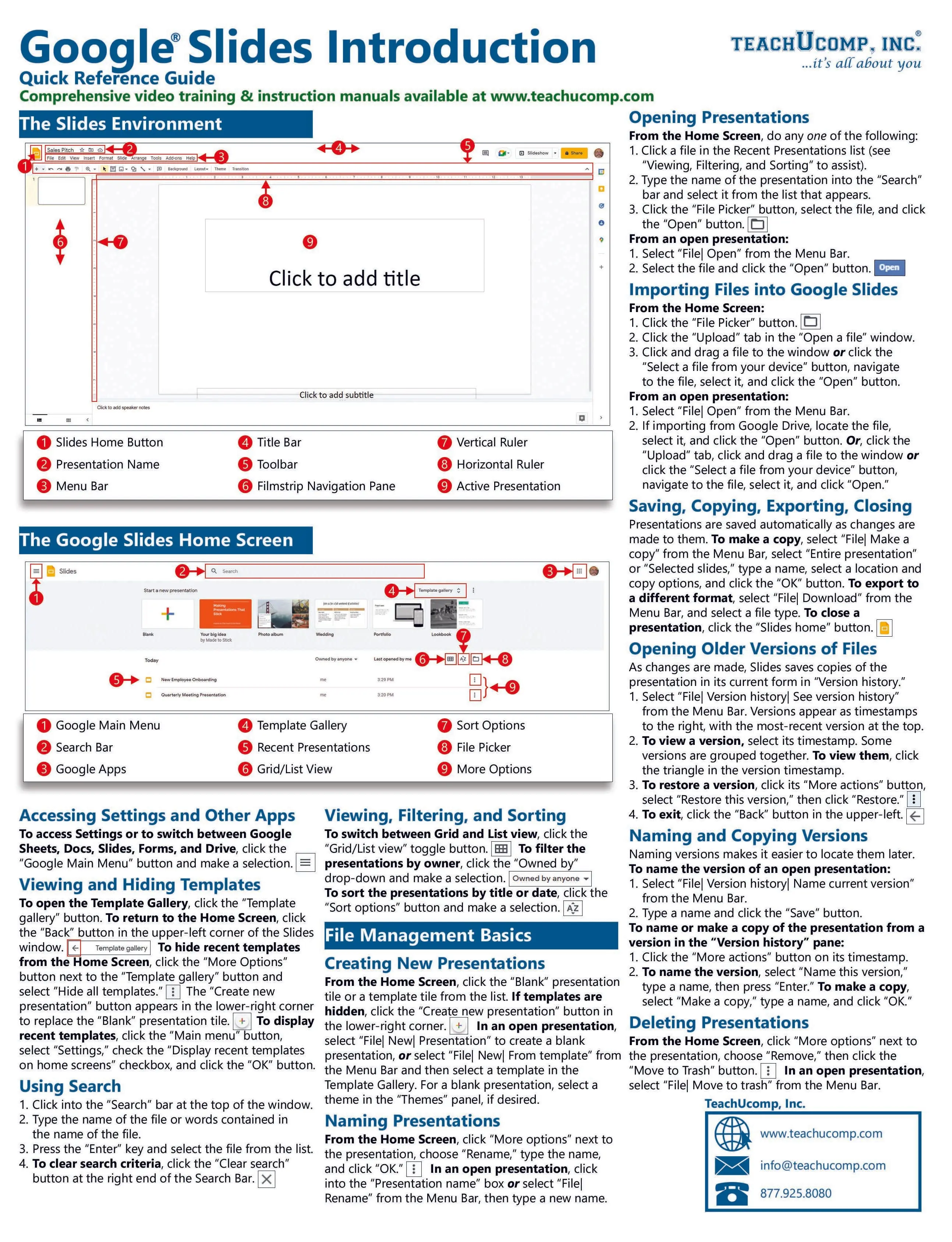 Google Slides Quick Reference Guide