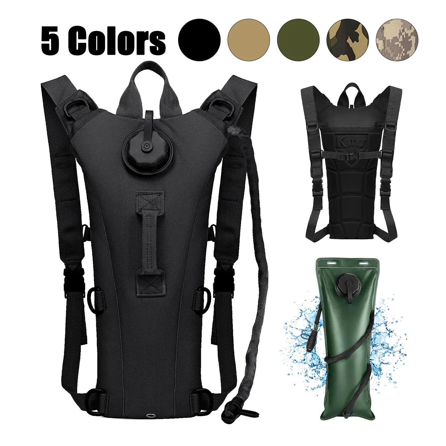 Active Tactical Hydropack with 3L-Black Bladder & Backpack - Sports Tactical Accessories for Hiking, Running, Bikes
