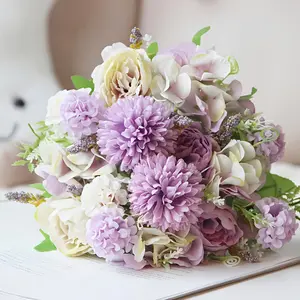 Peony and Hydrangea Artificial Decorative Bouquet, Artificial Flower Decoration - Bride's Hand Bouquet, Suitable for Wedding Scene Decoration, Home Decoration, Restaurant Scene Decoration