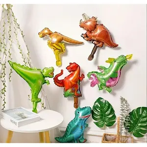 Colorful Dinosaur Foil Balloons Set - 6pcs Vibrant Dino Party Decorations