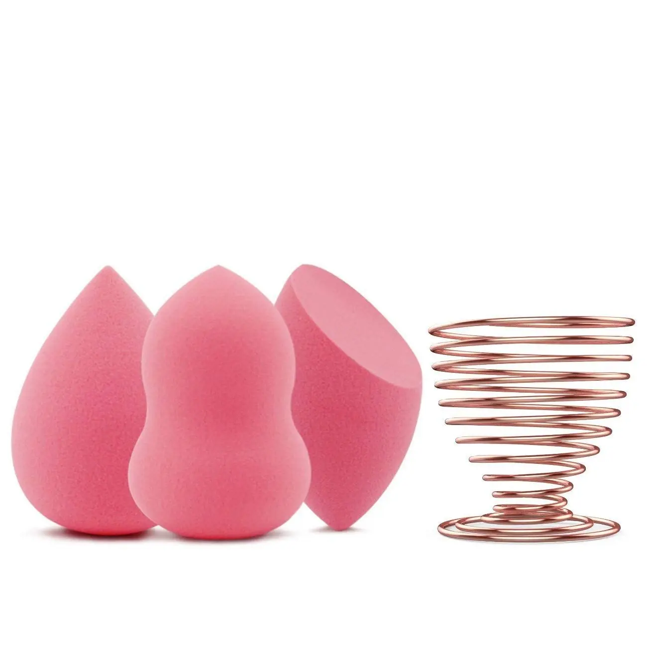 Makeup Blender Sponge 3 Pcs Set Beauty Sponge Foundation Blending Sponge with Egg Sponge Blending Holder Stand, Flawless for Liquid & Creams & Powers