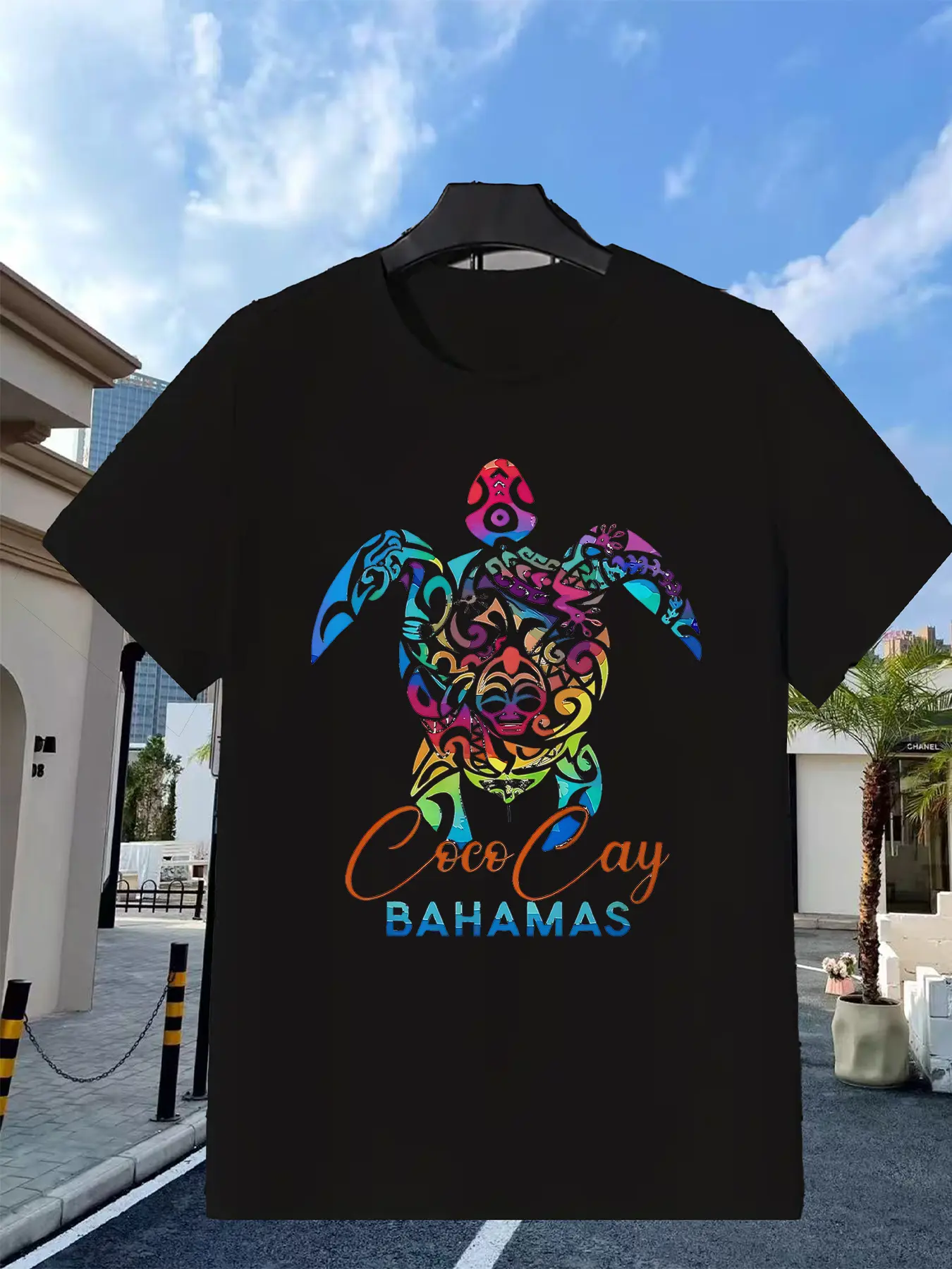 Colorful Turtle Design T-Shirt _ Multicolor Coco C unisex soft cotton short sleeve t shirt, vintage graphic casual tee for men women teens, perfect birthday holiday gift for camping travel gym daily street  wear