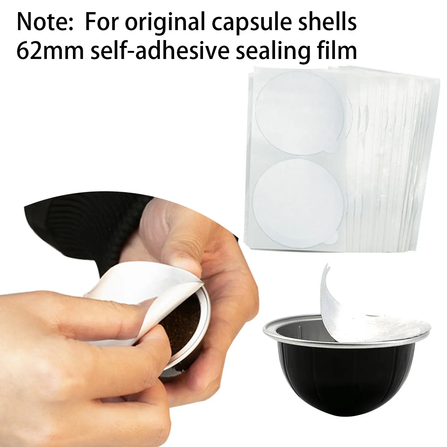 62mm 200 Pcs Aluminum Foil Seal Covers, Compatible with Capsule Shell, Ideal for Coffee Powder Filling, Disposable Coffee Capsule Seals, Espresso Accessories