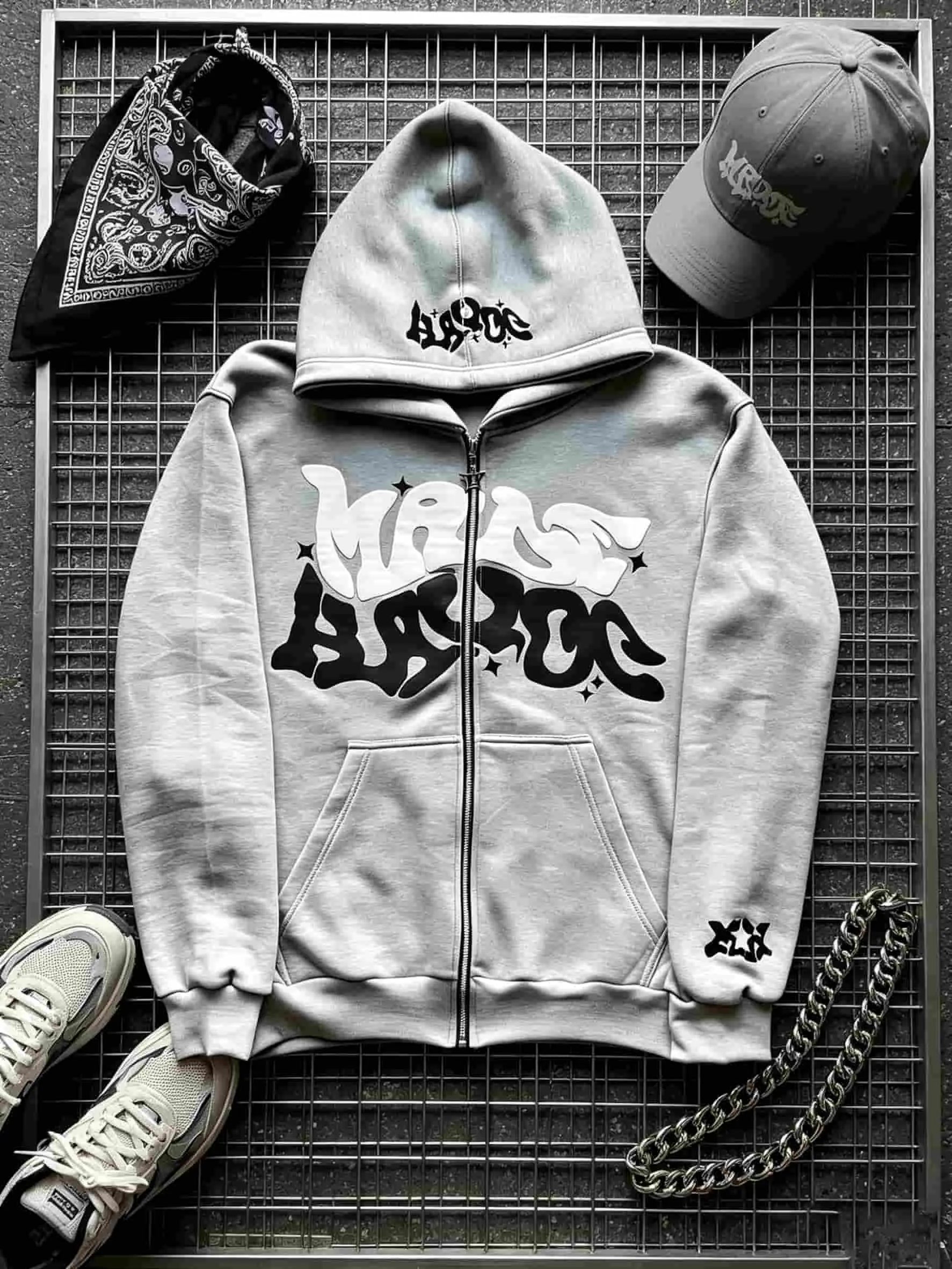 Y2K Retro Star And Letter Printed Zipper Hoodies，Spring Autumn Harajuku Y2K Women And Men Fashion Hip Hop Long Sleeve Hooded ，Avant-Garde - Street Casual Spring/Fall Loose Zipper Pocket Patched，Autumn and Winter Gothic Coat